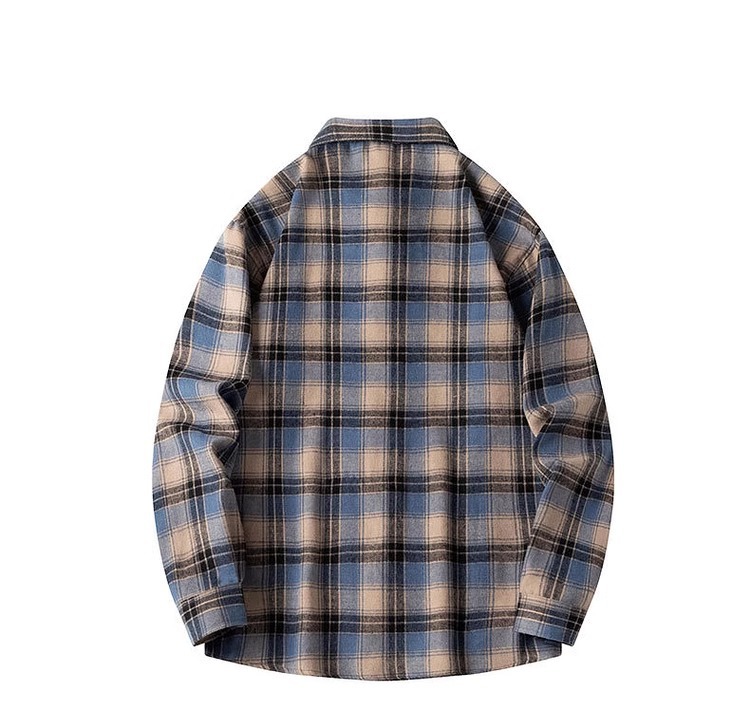 American trendy long sleeved plaid for men's 2024 spring and autumn new lapel casual shirt jacket top_voghion.com