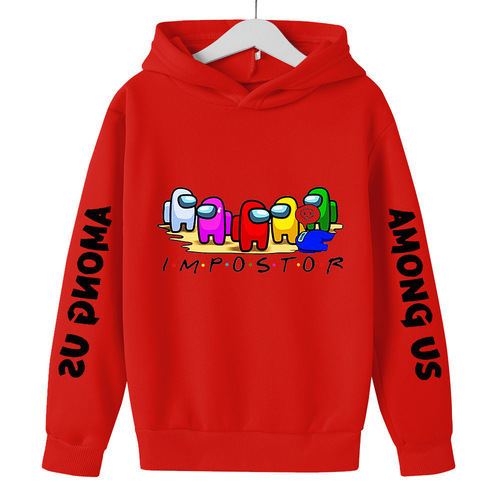 An Among Us themed stylish cartoon loose long-sleeved hooded sweatshirt for autumn and winter, suitable for both men and women with a cap.