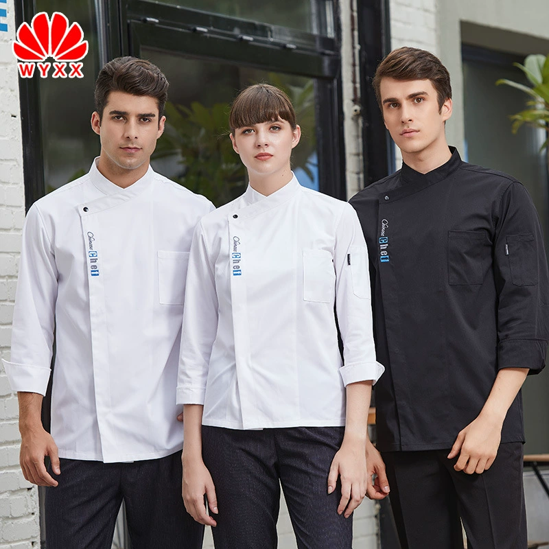 Ресторан рабочая одежда шеф-повара Мужская горячий горшок с длинным рукавом отель столовая кухонный персонал Осенняя выпечка магазин фермерский дом Топ