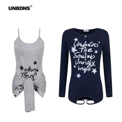 UNBDNS オリジナルニッチデザインサスペンダー/長袖 T シャツ、マルチウェアパーソナライズされたホットガール痩身トップ