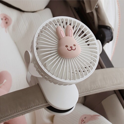 ins Korean style new cartoon portable stroller small fan out baby stroller with clip usb electric fan