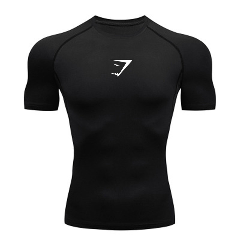 Short-Sleeved Quick-Drying Sports T-Shirt Running Sportswear Gym Training Clothes Men's Breathable Sweat-Wicking Elastic Tights