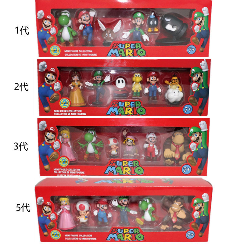Cross-Border Super Mario 6 Figures Super Mario Boxed Doll Ornaments Game Peripherals