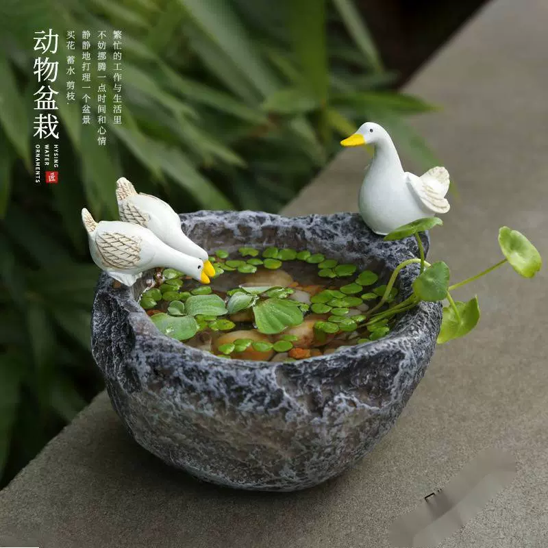 微景观鱼缸流水瀑布生财办公室客厅喷泉水景假山盆景创意桌面摆件