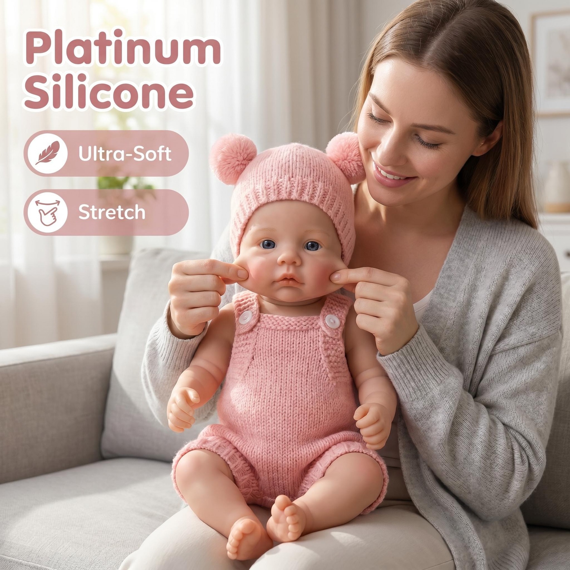 12 pulgadas suéter polvo correa pantalones Meadow Q bullet muñeca de simulación sólida para niños Navidad sólida silicona
