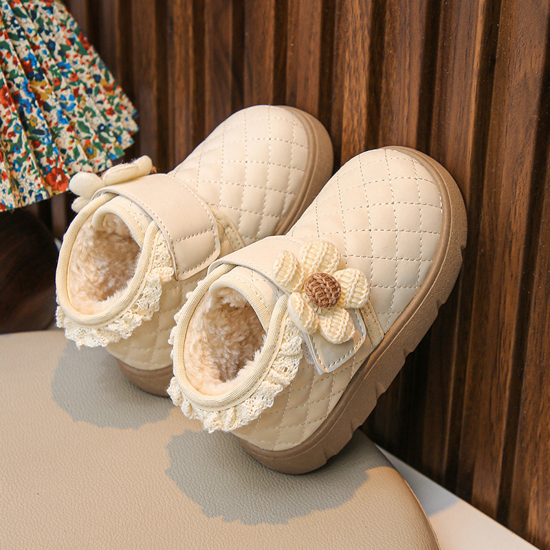 Girls Snow Boots 2025 Winter New Soft-Soled Little Girls Fleece-Lined Thickeneded Cotton Shoes Baby Girl Princess Shoes Waterproof