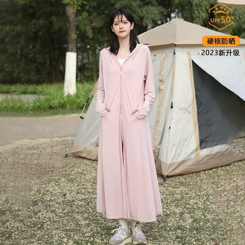 Длинная UV-защита Silk Jacket, женская, дышащий UPF 50+, капюшон и накидка