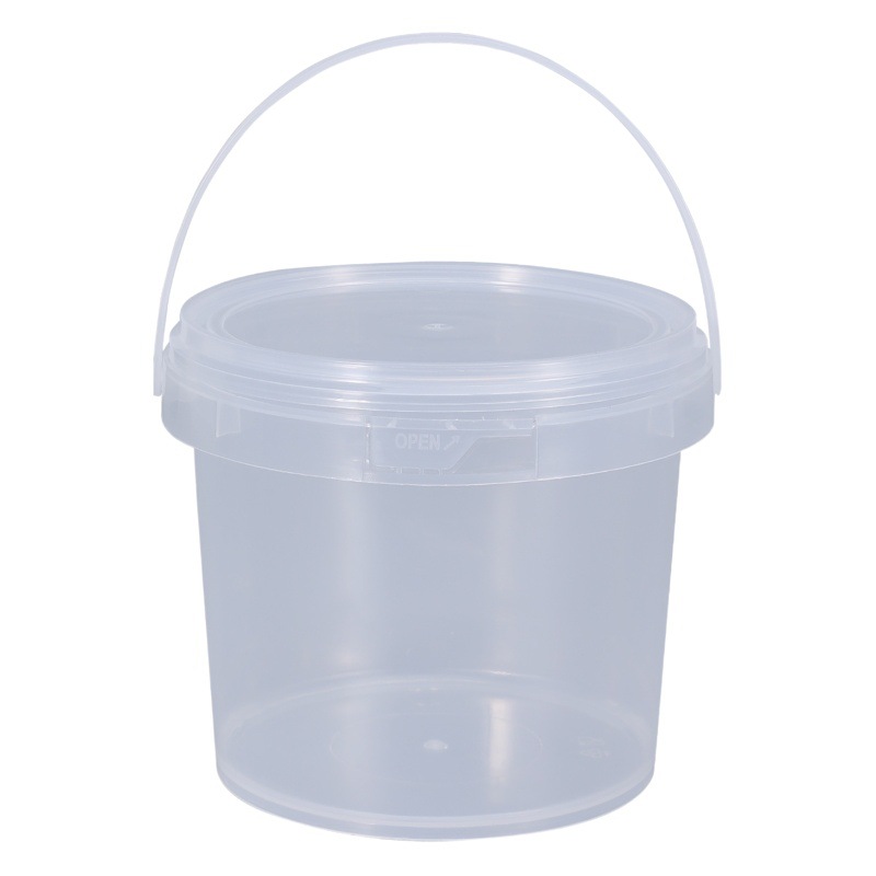 De grado alimenticio, sellado pp con tapa, cubo redondo, barril de envasado de bocadillos de pera a la parrilla, barril de envasado de arroz, barril de plástico transparente