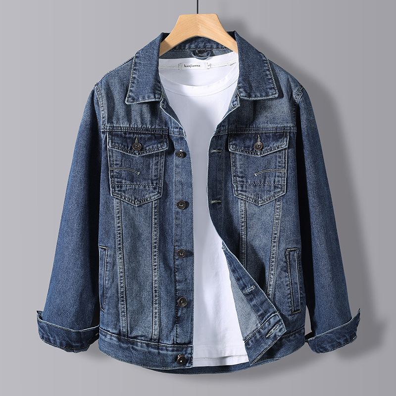 Men's Slim-Fit Denim Jacket Trendy Versatile Spring and Autumn Functional Workwear Jacket Trendy Brand Men's Casual Denim Jacket Trendy