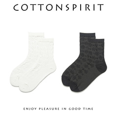 Spring and summer soft girl girl little flower white Lolita reverse-wrapped gauze socks fairy Lolita black jk mid-calf socks