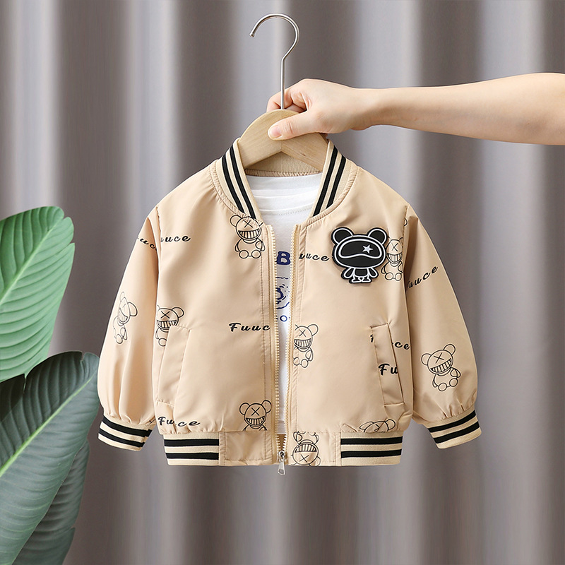 6214 uniforme de béisbol negro para niños modelos de primavera y otoño 2024 nuevo estilo de otoño para bebés chaqueta de marca de moda para niños chaqueta coreana