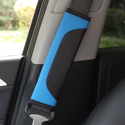 Sports Car Carbon Fiber Pattern – Seat belt shoulder pad - carbon-fiber-pattern-black-and-blue-contrasting-color-one