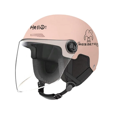 Motosiklet kaskı (dəbilqə) – Helmet, Impact-Resistant, Sun-Proof Half Helmet for - 3c-four-seasons-removable-ear-protection-pink-high-definition-transparent-anti-fog-one-size-fits-all