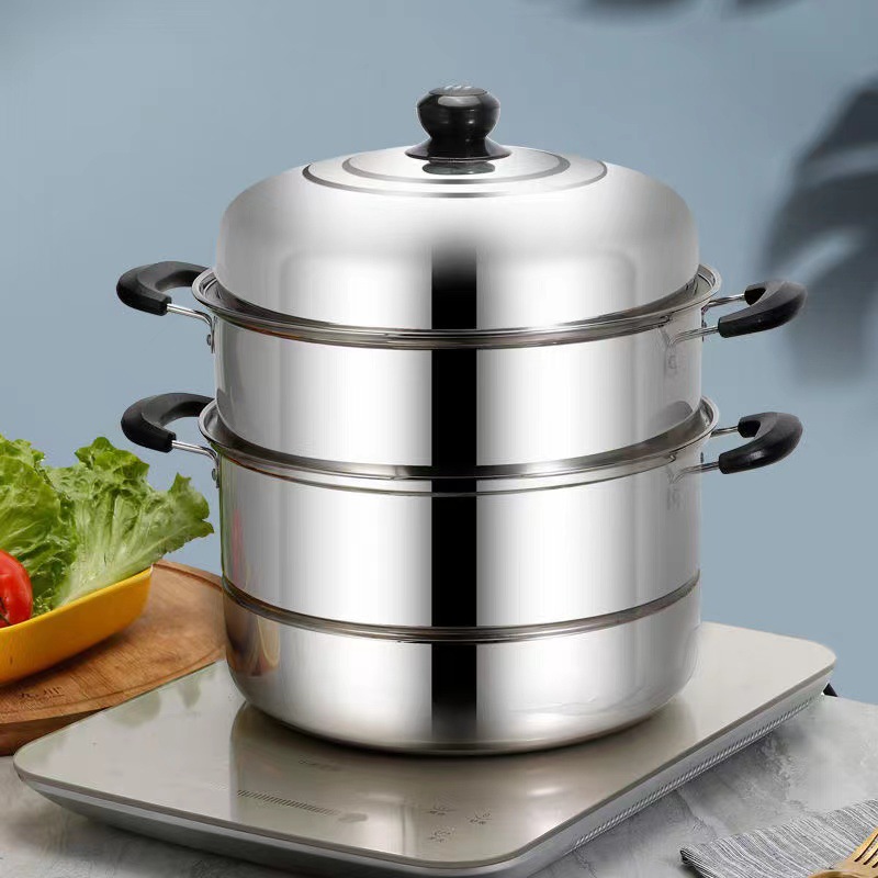 410 household capacity three layers Stainless steel steamer thickening multi-function Soup steamer Electromagnetic furnace currency gift