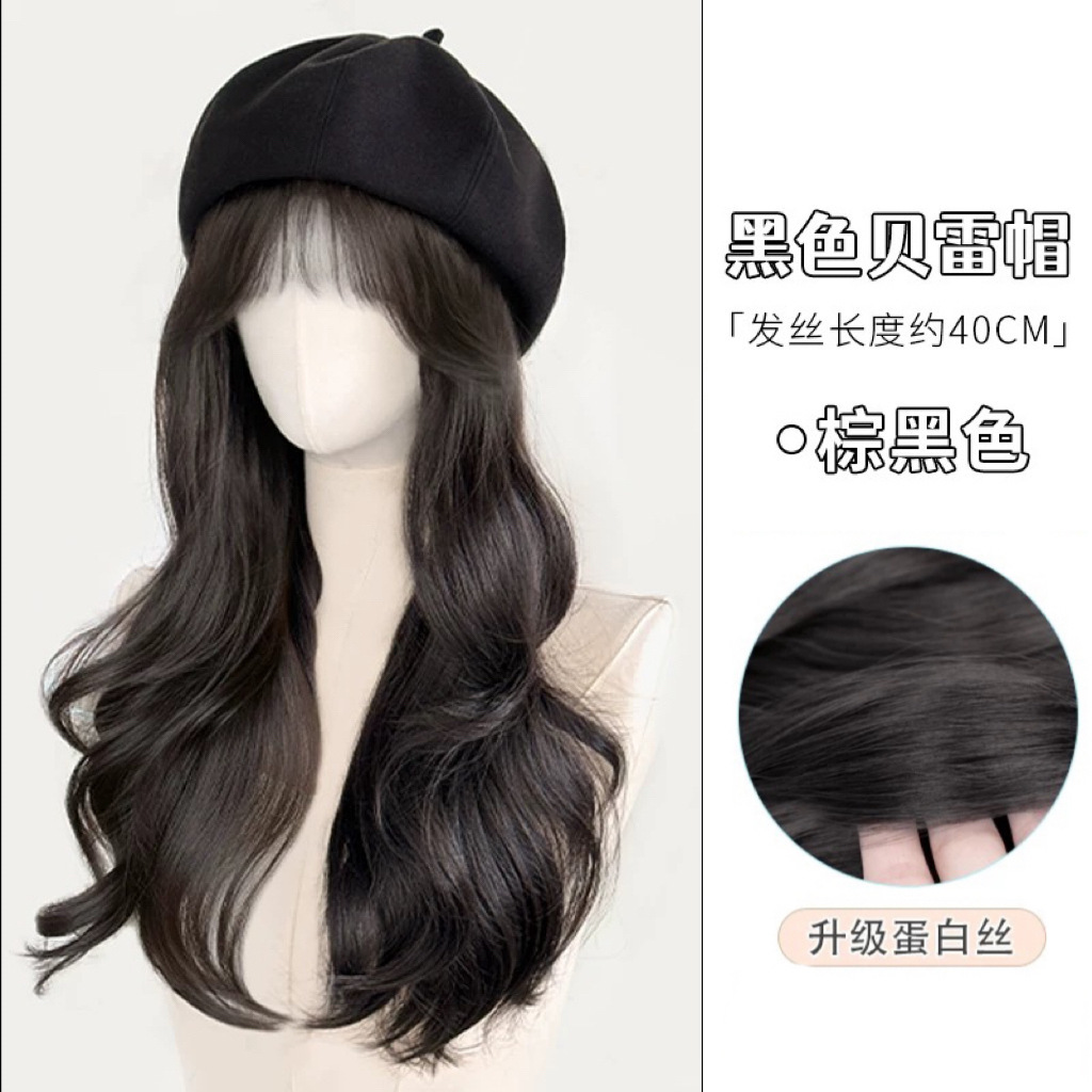 Boina Negra - marrón y negro + red de pelo
