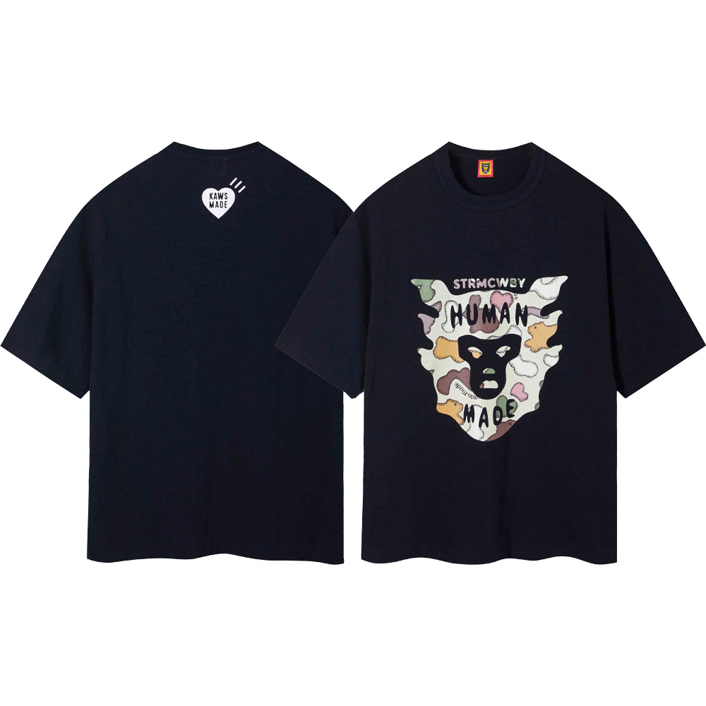 Marca de moda japonesa de bambú pesado algodón suelto pareja de hombre y mujer cilindro camiseta de manga corta media manga TEE