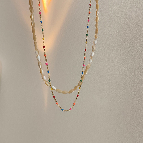 Colorful Bead Jade Necklace for Women - Summer Design, Unique and Versatile Accessory, Elegant and Refined, Simple Lockchain