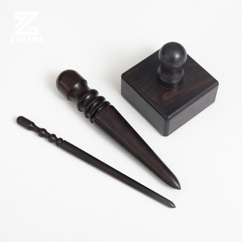 Palo de sándalo púrpura varilla de pulido bricolaje cuero hecho a mano borde pulido herramienta de sellado cuadrado de ébano