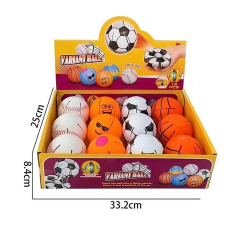 Cross-border outdoor elastic stepping ball magical flying saucer transforming ball small elastic ball football basketball sports toy