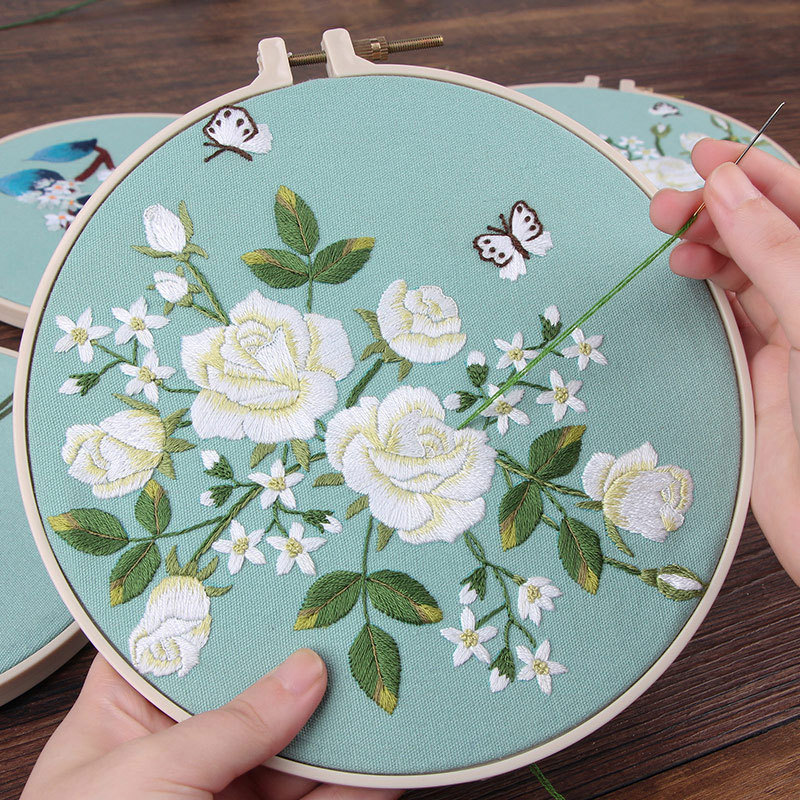 Bordado DIY auto-bordado mano antiguo grupo de ventiladores principiantes material paquete de bordado Su bolso bordado bordado