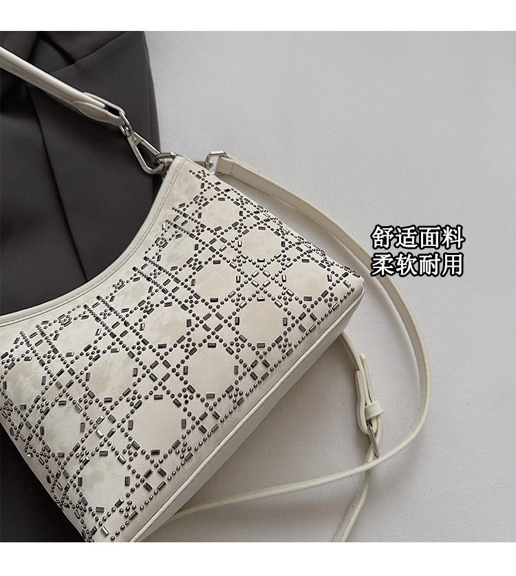 Summer handbag, women's hand-held armpit pillow bag, 2025 new style diamond-encrusted design, single-shoulder fashionable crossbody bag Specification drawing