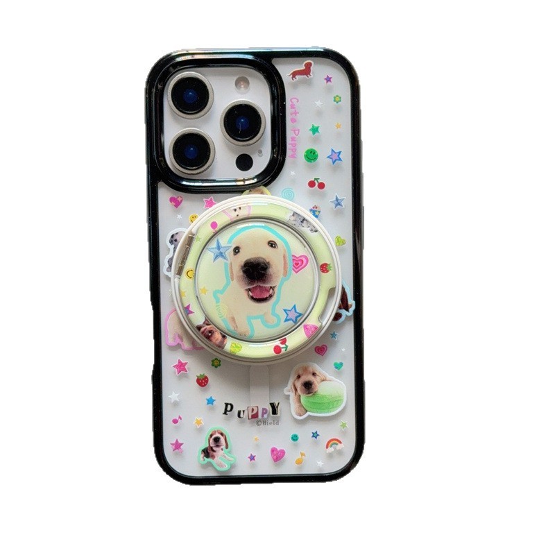 楽しい可愛い子犬ステッカーイラスト マグネット式 iPhone17/Apple 16ProMax/15/14 携帯ケース対応|undefined