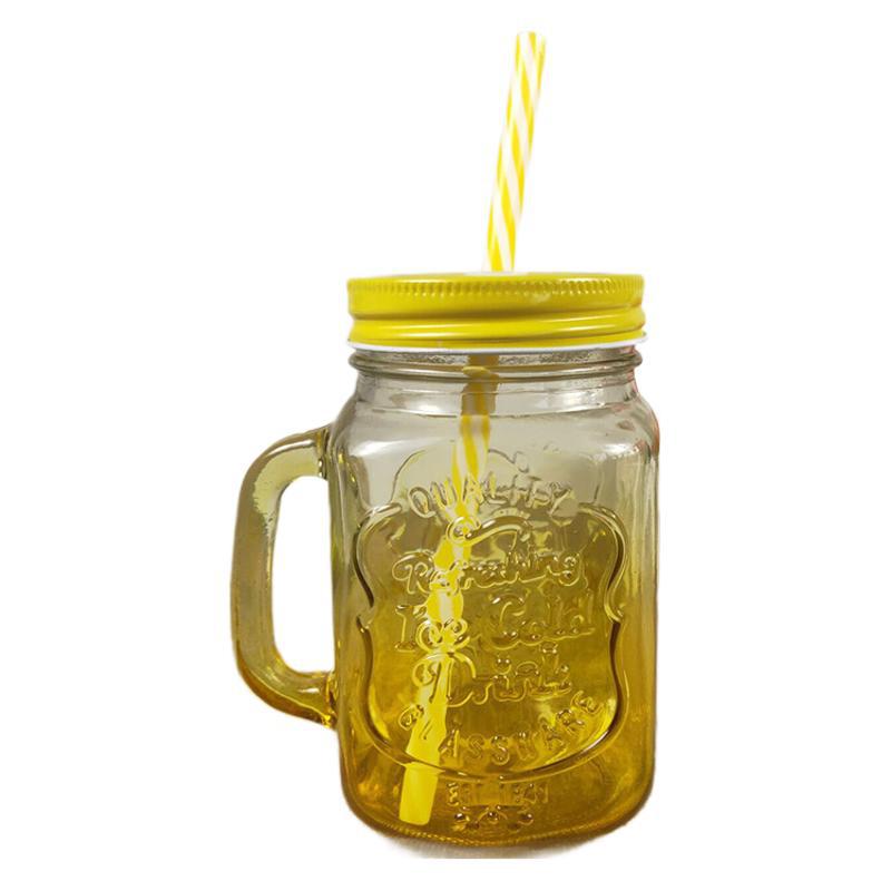 Letras de gradiente de mango de tazas 480ml con tapa creativa tazas de vidrio de color gradiente tazas de agua de mano tazas Mason