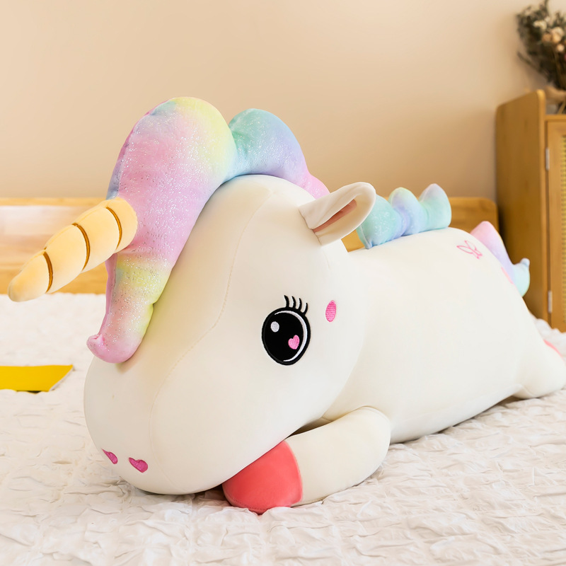 Muñeca de unicornio juguete de peluche de dibujos animados para niñas almohada grande regalo para niños para acompañar el logotipo de procesamiento de muñecas