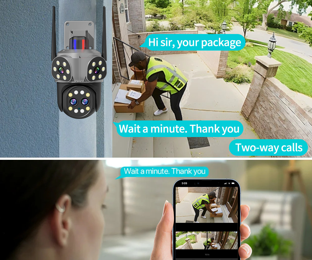 Echte 4-Linsen-Überwachungskamera mit 8010k-fachem Zoom, Nachtsicht, HD-Fernbedienung und intelligentem WLAN-Monitor_voghion.com