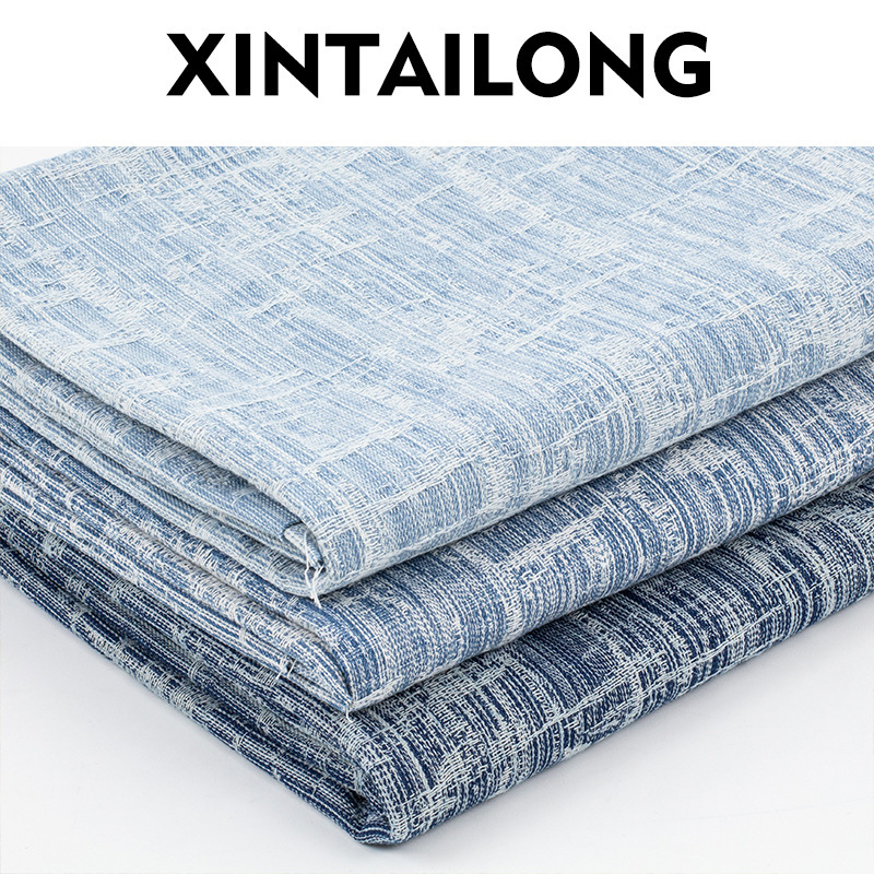 Factory spot wash-free jacquard denim cotton denim fabric clothing fabric jeans fabric wholesale Factory spot wash-free jacquard denim cotton denim fabric clothing fabric jeans fabric wholesale