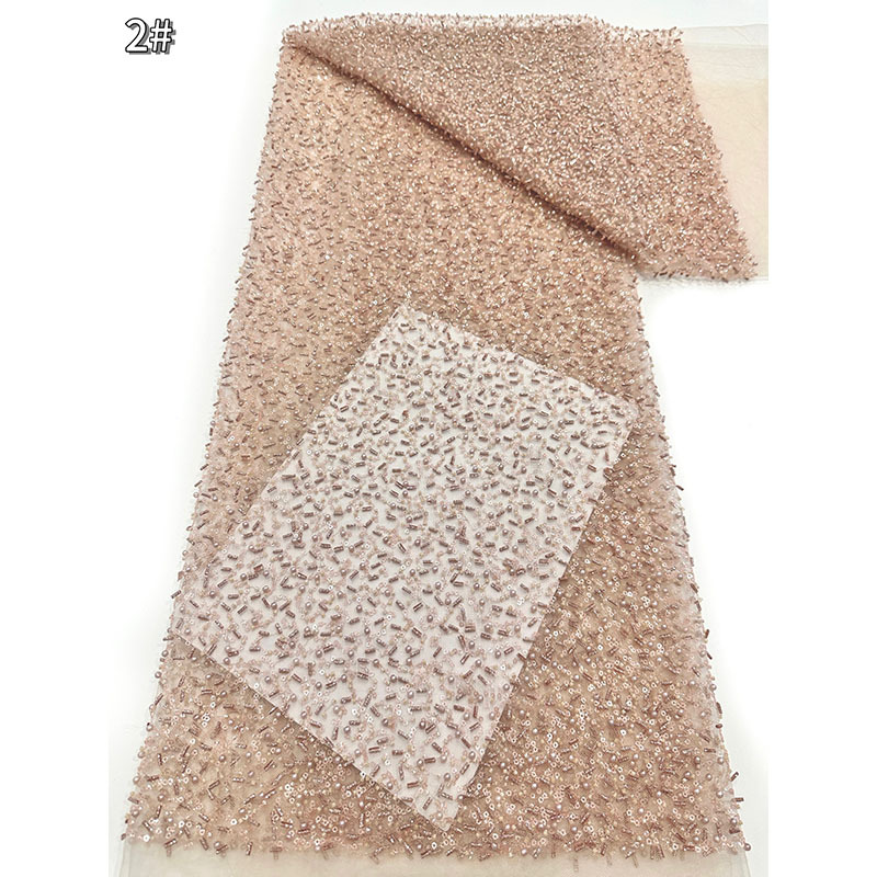 Tejido de bordado de perlas de tubo de bordado de perlas de cifrado vestido de boda vestido vestido vestido de escenario tela de bordado de perlas de malla completa