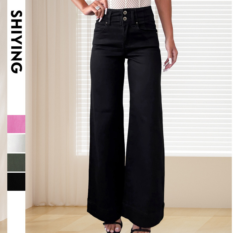 European and American Cross-Border Straight-Leg Jeans for Women, 2026 Summer New High-Waisted Non-Elastic Loose-Fitting Women's Pants with Pockets European and American Cross-Border Straight-Leg Jeans for Women, 2026 Summer New High-Waisted Non-Elastic Loose-Fitting Women's Pants with Pockets