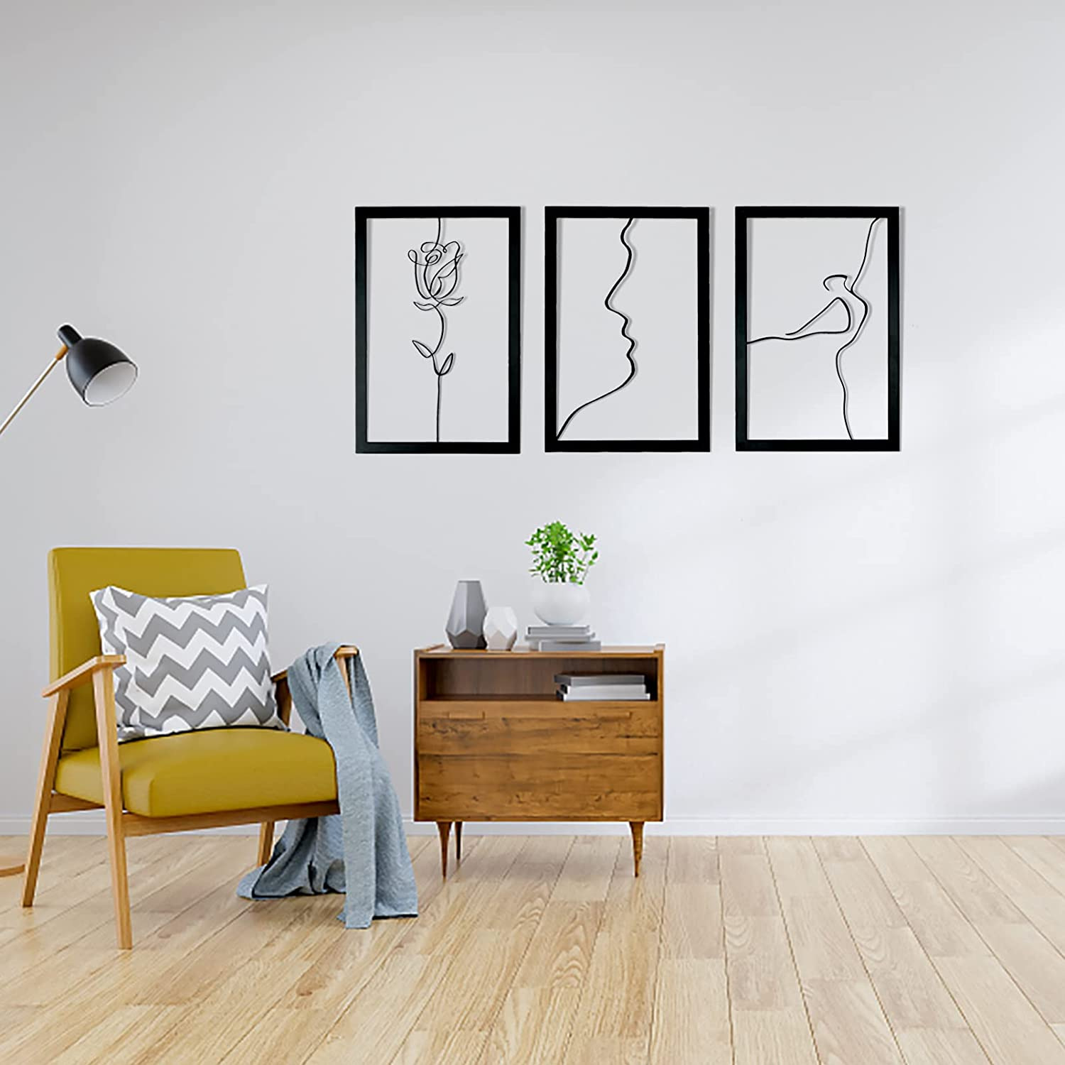 Cross-border iron simple art painting sofa background wall metal abstract pendant minimalist line decorative painting