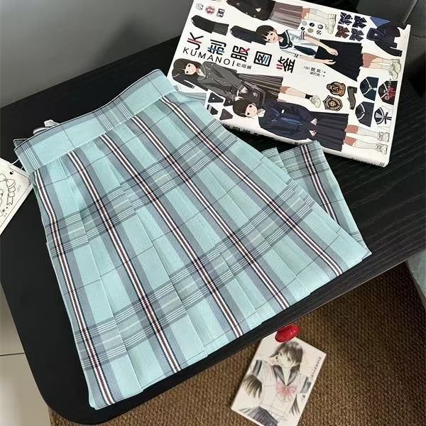 Oda Town Jk Uniform Original Plaid Skirt [Lihai] Preppy Style Women's Pleated Skirt Short Skirt White Green Summer