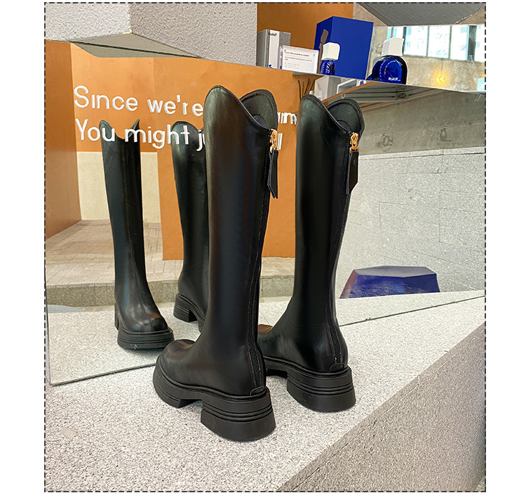 Bottes Slim élastiques pour femmes, avec bouche en V surélevée, fond épais, bottes hautes blanches, nouvelle collection automne/hiver 2024_voghion.com