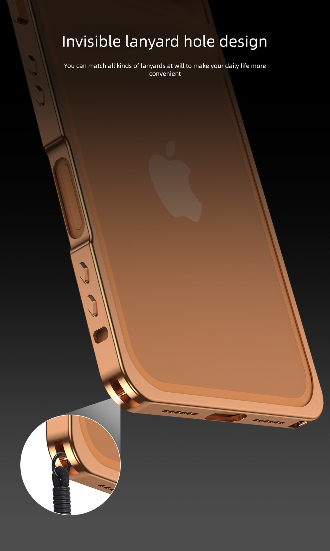 Ốp lưng iPhone viền kim loại tản nhiệt chống sốc dạng khung móc biển — Cam, Bạc, Đen, Xanh chi tiết 11