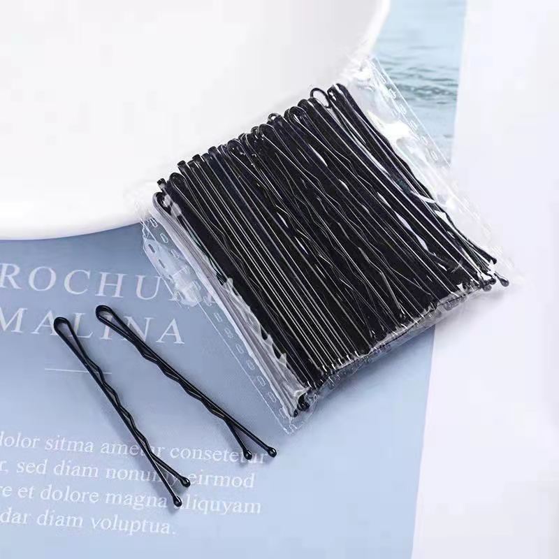 ヘアクリップ一字クリップシンプル黒ヘアクリップ小髪クリップ固定髪飾り女性スチールクリップu型クリップ|undefined