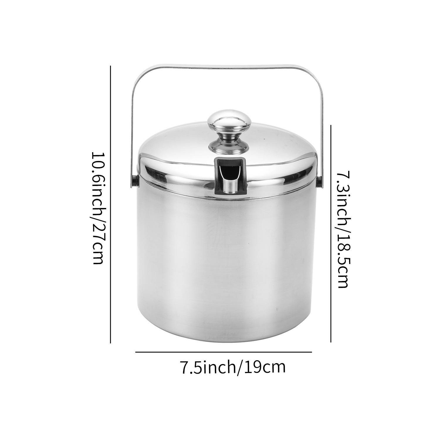 Cubo de hielo de acero inoxidable 304 transfronterizo de doble capa portátil 1.3L cubo de hielo recto de doble capa Cubo de champán suministros de hotel