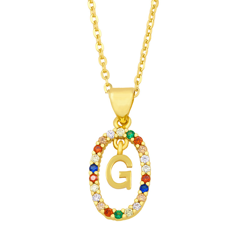 Cross-border New Arrival Ornament Micro-inlaid Colorful Zircon Personalized Hip Hop 26 English Letters Pendant Necklace Female Nkw62 display picture 30