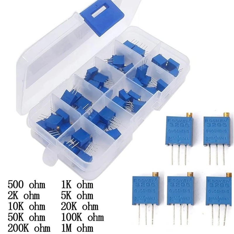 50PCS 3296W 电位器可调电阻包100欧-100K10种规格各5个共50只