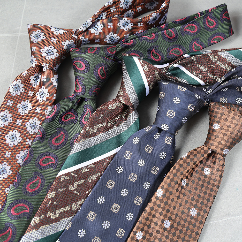 Tie men's retro business wide version 8cm polyester jacquard striped…