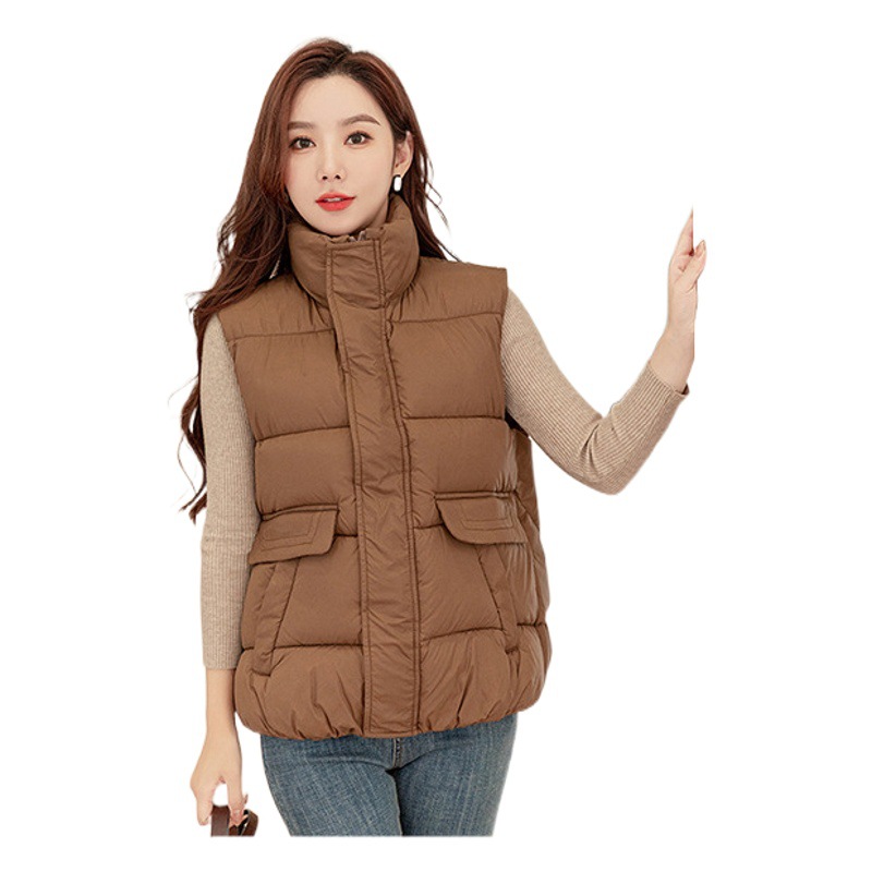 Otoño e Invierno nuevo collar del soporte del todo-fósforo abajo Chaleco de algodón espesado de las mujeres abrigo de pan ropa exterior de moda chaleco image 1