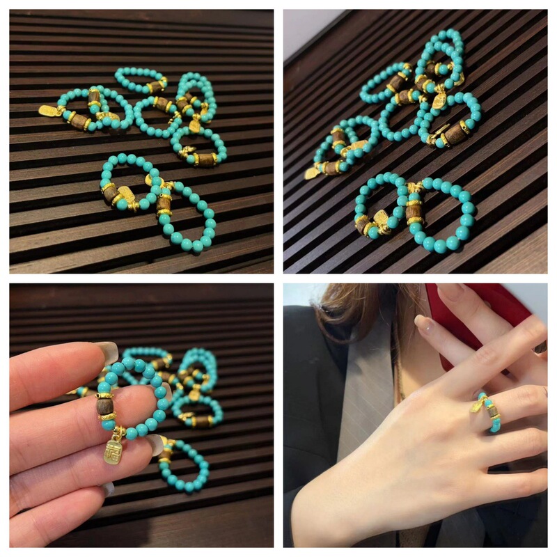 Original magnesia phosphate turquoise agate brave olive nuclear multi-treasure ring collection high fashion accessories
