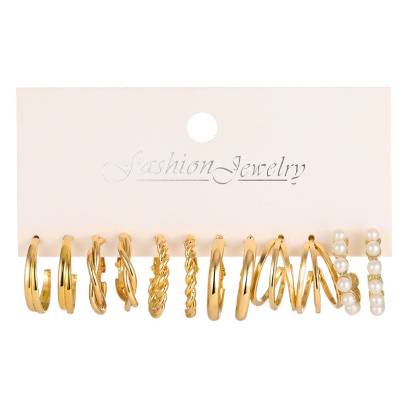 Europa y América nuevos pendientes de metal pendientes geométricos cuadrados pendientes traje combinación ins estilo pendientes conjunto