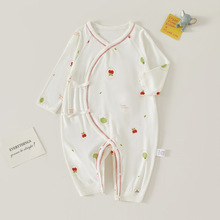 婴儿夏季连体衣婴幼儿长袖蝴蝶哈衣宝宝薄款睡衣和尚服空调服爬服