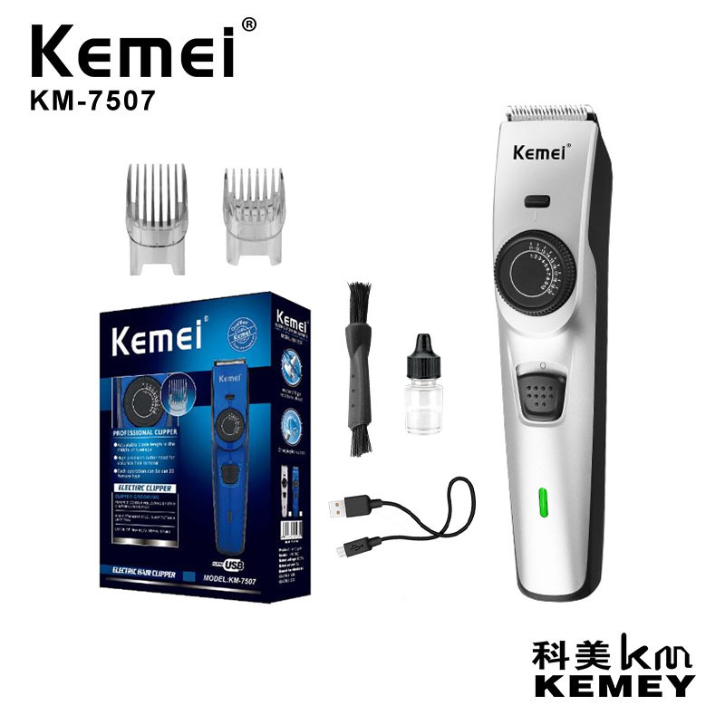Cortadora de pelo Kemei transfronteriza ajustable cortador de acero inoxidable cabeza de gran capacidad de larga resistencia USB peluquería hogar eléctrico Clipper