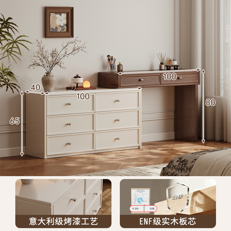 Akino estilo antiguo armario de tocador en 2025 nuevo dormitorio esquina de madera maciza dormitorio principal pintado espejo de mesa de maquillaje