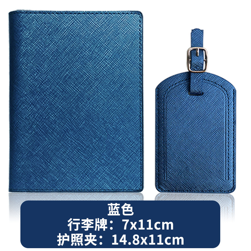 Transfronterizo en stock al por mayor patrón cruzado hecho a mano enrutamiento aceite borde pu cuero pasaporte cubierta equipaje etiqueta traje