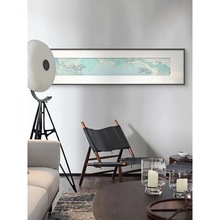 新中式横幅别墅酒店软装样板房挂画禅意茶室客厅沙发背景墙装饰画