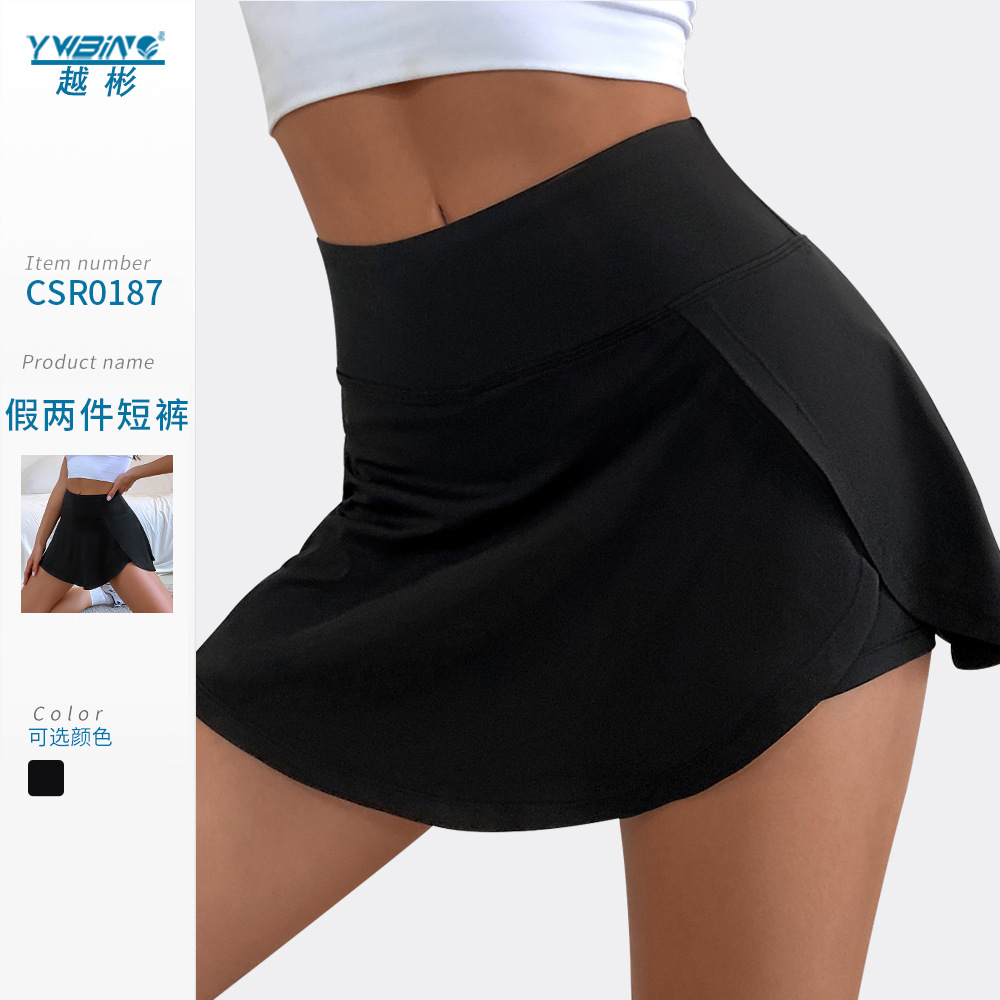 Nueva cintura alta vientre contratación ropa de yoga Falda corta Deportiva Anti-exposición de las mujeres ropa exterior suelta adelgazamiento correr pantalones cortos deportivos